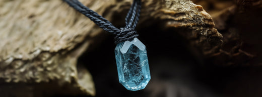 Close-up of a polished aquamarine gemstone showcasing its vivid blue color.