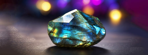 Labradorite gemstone showing vibrant rainbow colors and unique shine.