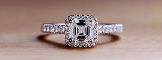 Asscher cut engagement ring featuring a classic and elegant design.