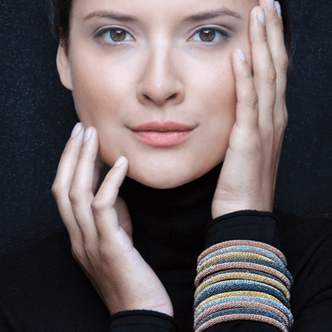 Model Wearing Mesh Bracelets