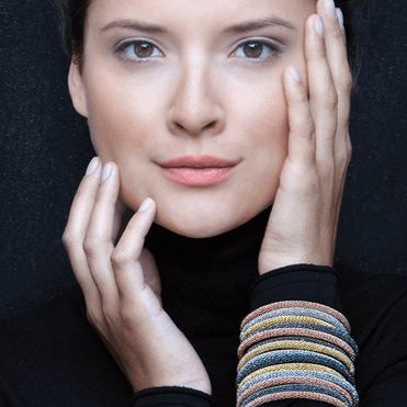Model Wearing Mesh Bracelets