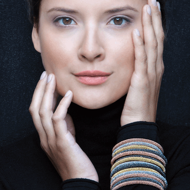 Model Wearing Mesh Bracelets