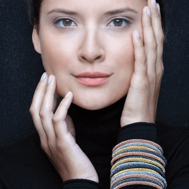 Model Wearing Mesh Bracelets