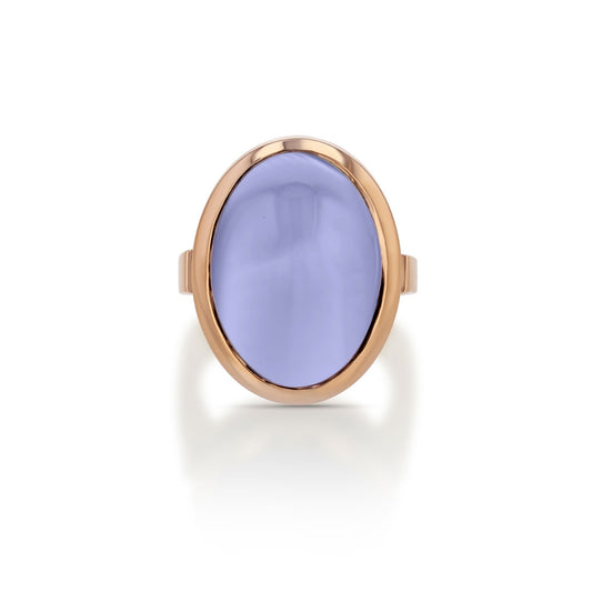 Blue Chalcedony & Sapphire Rose Gold Ring