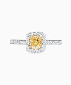 Fancy Yellow Diamond White Gold Engagement Ring