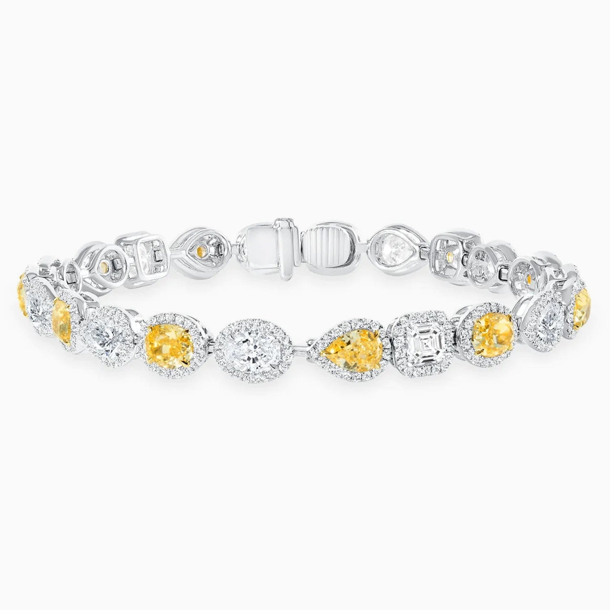 Fancy Yellow & White Diamond Gold Bracelet on a white background