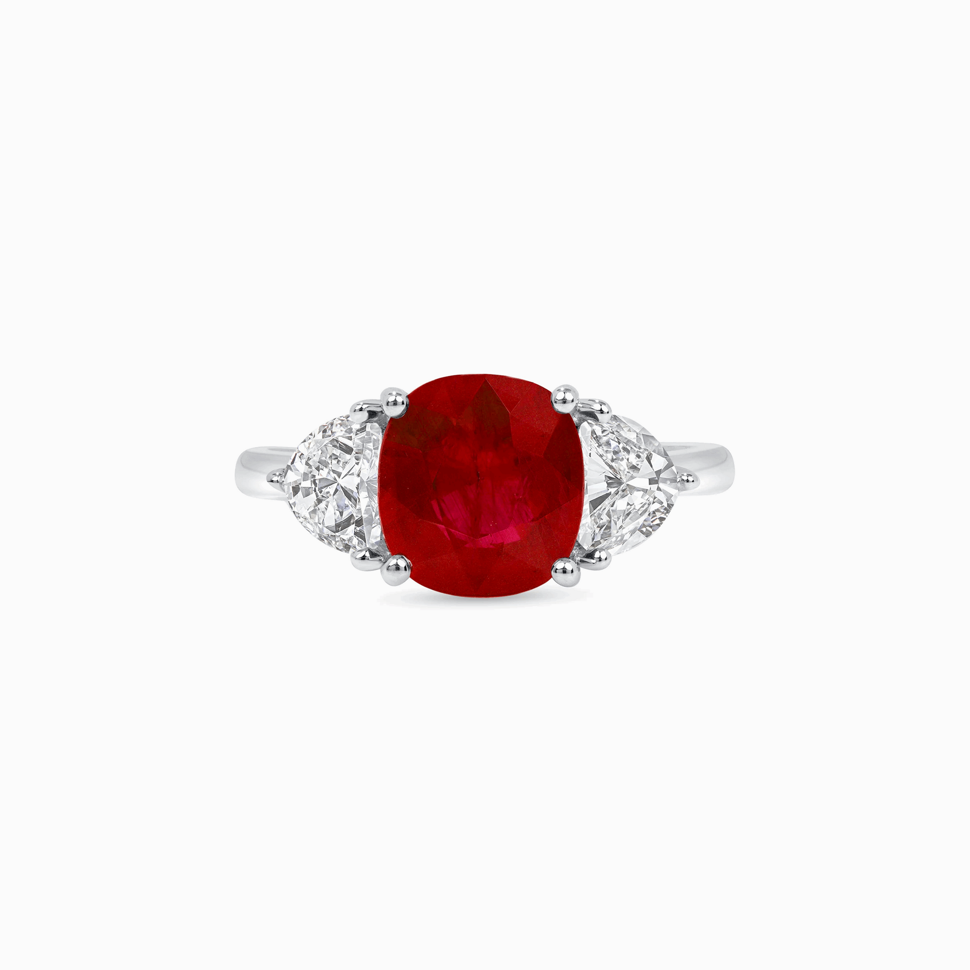 Greenland Ruby Diamond Platinum Ring on a white background