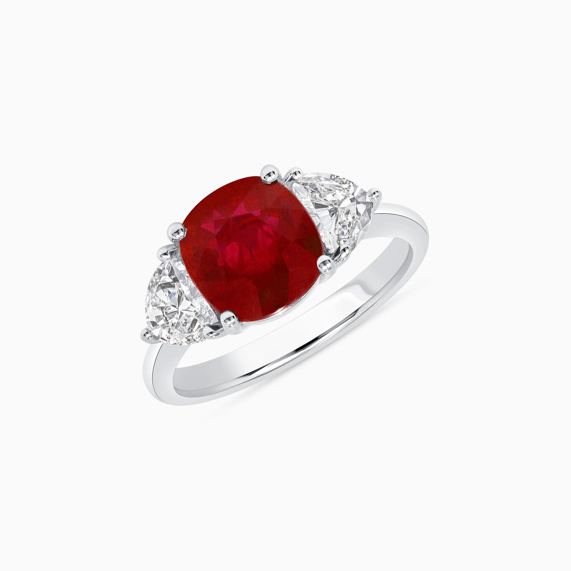 Greenland Ruby Diamond Platinum Ring on a white background