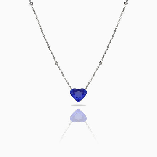 Heart Shape Large Sapphire Necklace on a white background