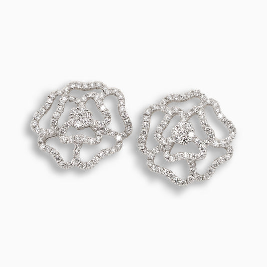 Camellia Diamond White Gold Earrings