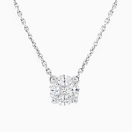 Illusion Set Diamond White Gold Necklace