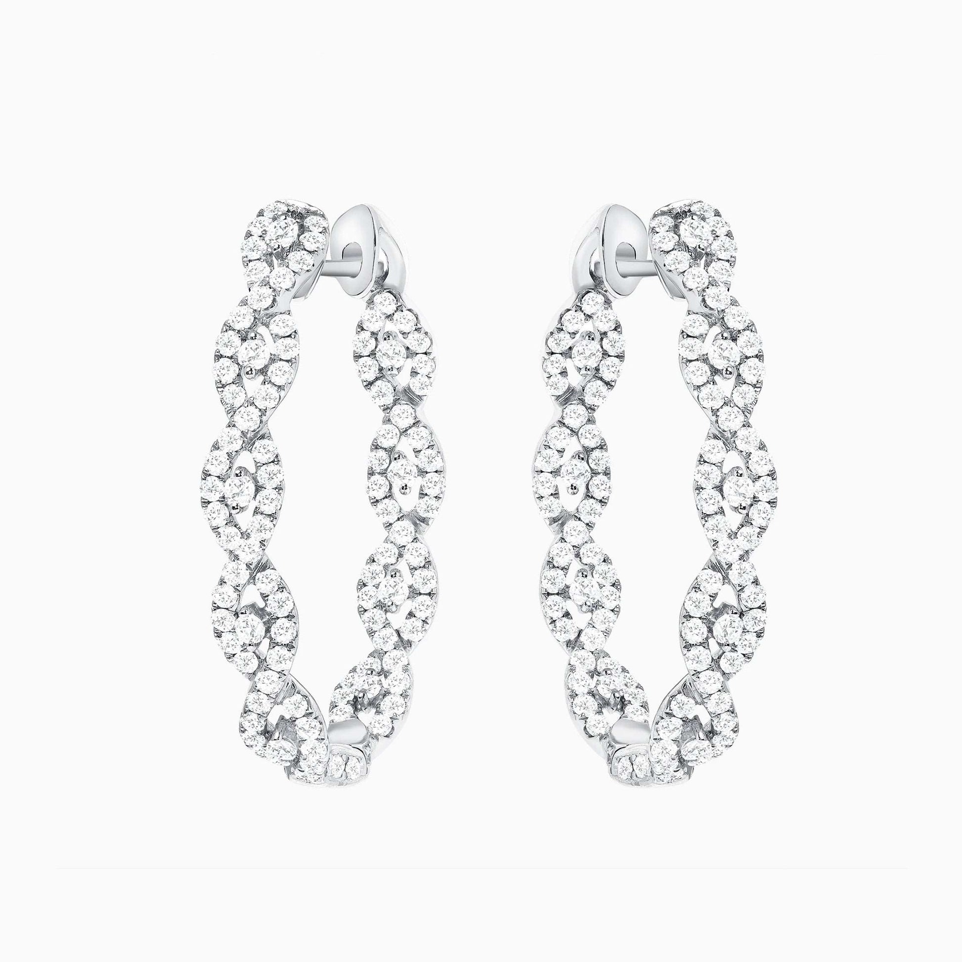 Intertwined Diamond Hoop White Gold Earrings