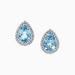 Pair of Aquamarine & Diamonds Gold Earrings