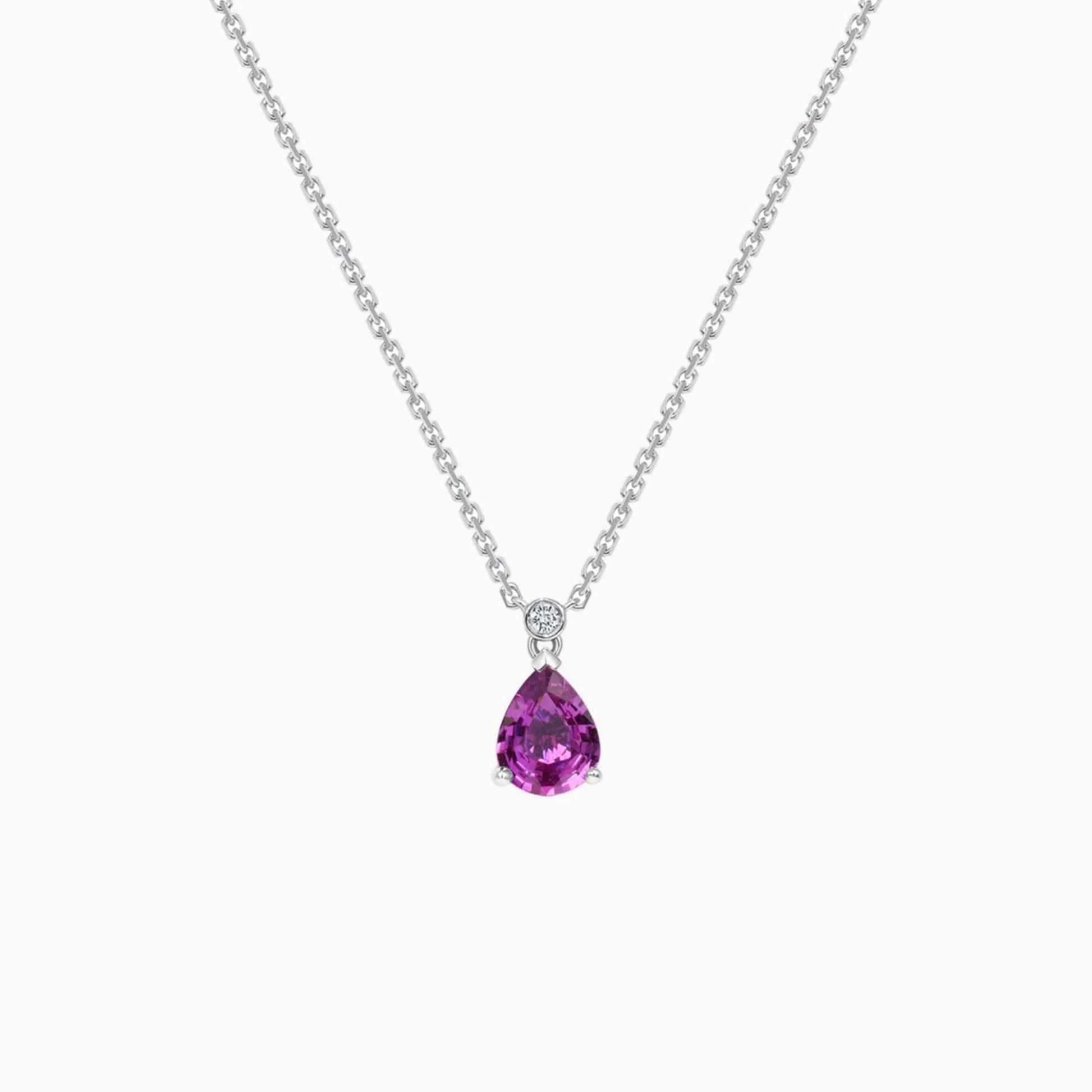 Pink Sapphire White Gold Pendant on a white background