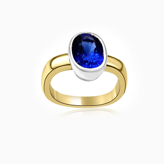 Blue Sapphire Platinum & Yellow Gold Ring