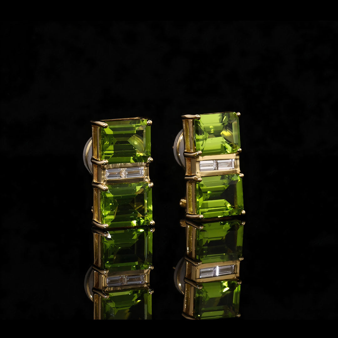 Peridot & Diamond Gold Earrings