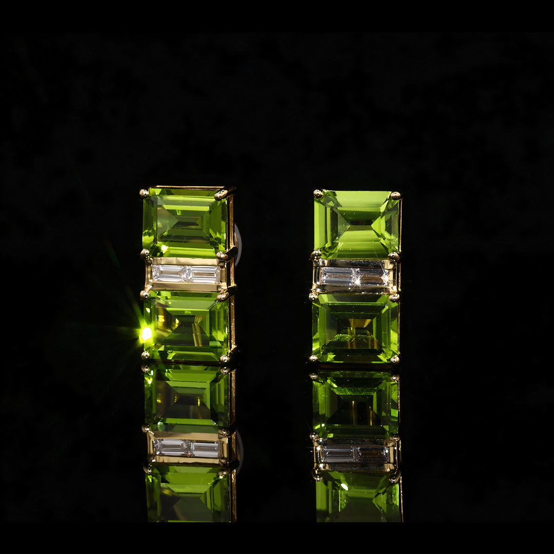Peridot & Diamond Gold Earrings