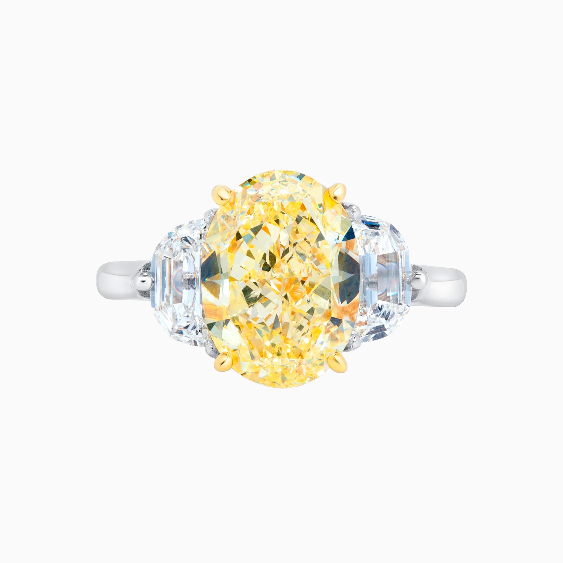 Oval Yellow Diamond Platinum Engagement Ring