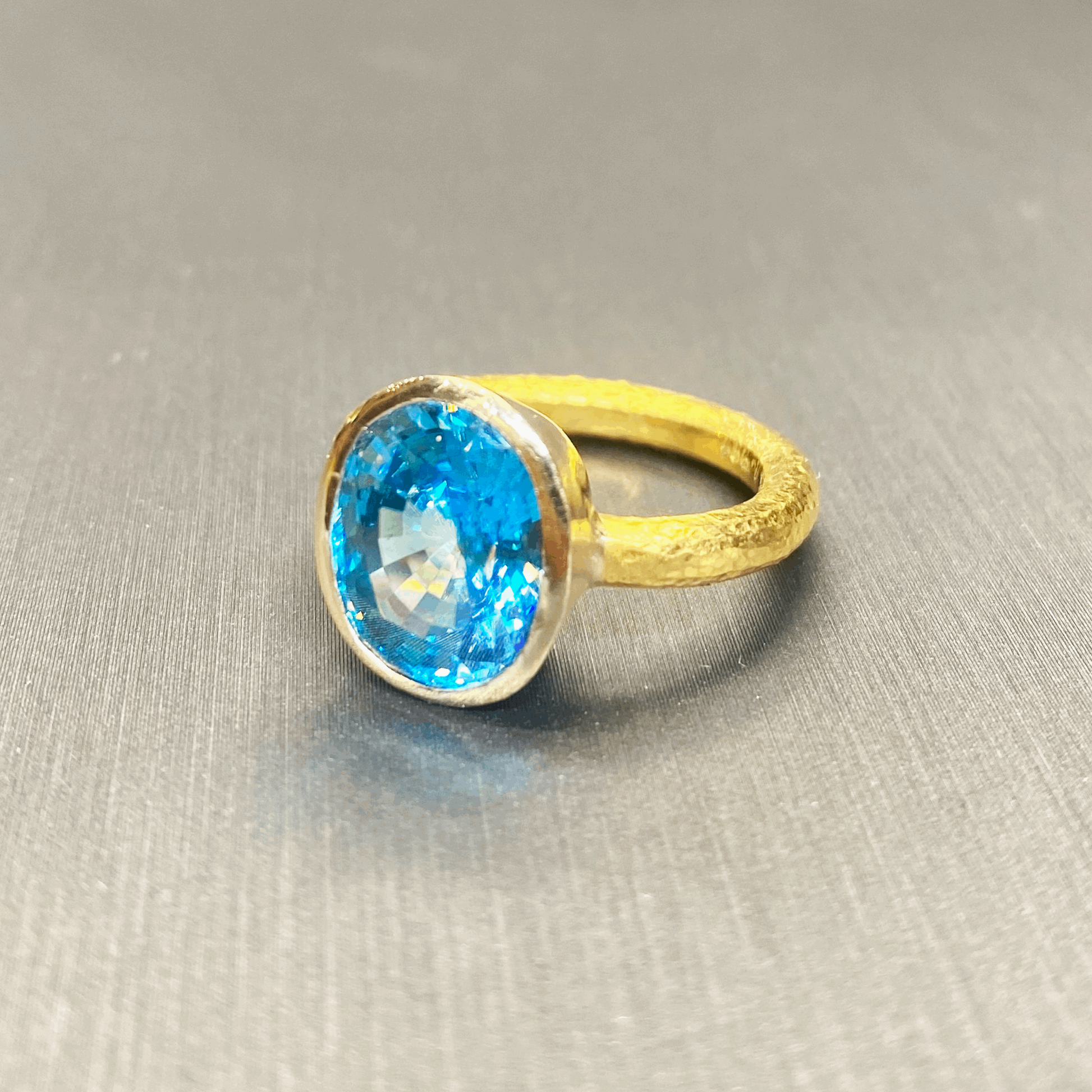 Blue Zircon Gold Ring