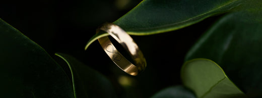 Symbols inside rings adding personal touch to wedding bands
