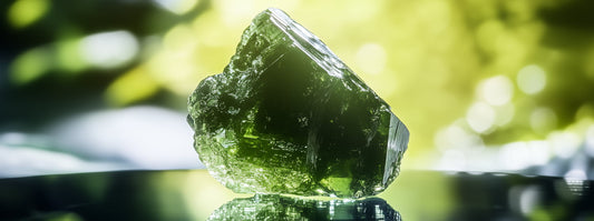  Close-up of a vibrant green peridot gemstone