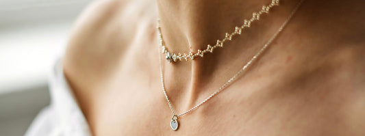 Necklace size chart showing standard lengths for various necklace styles