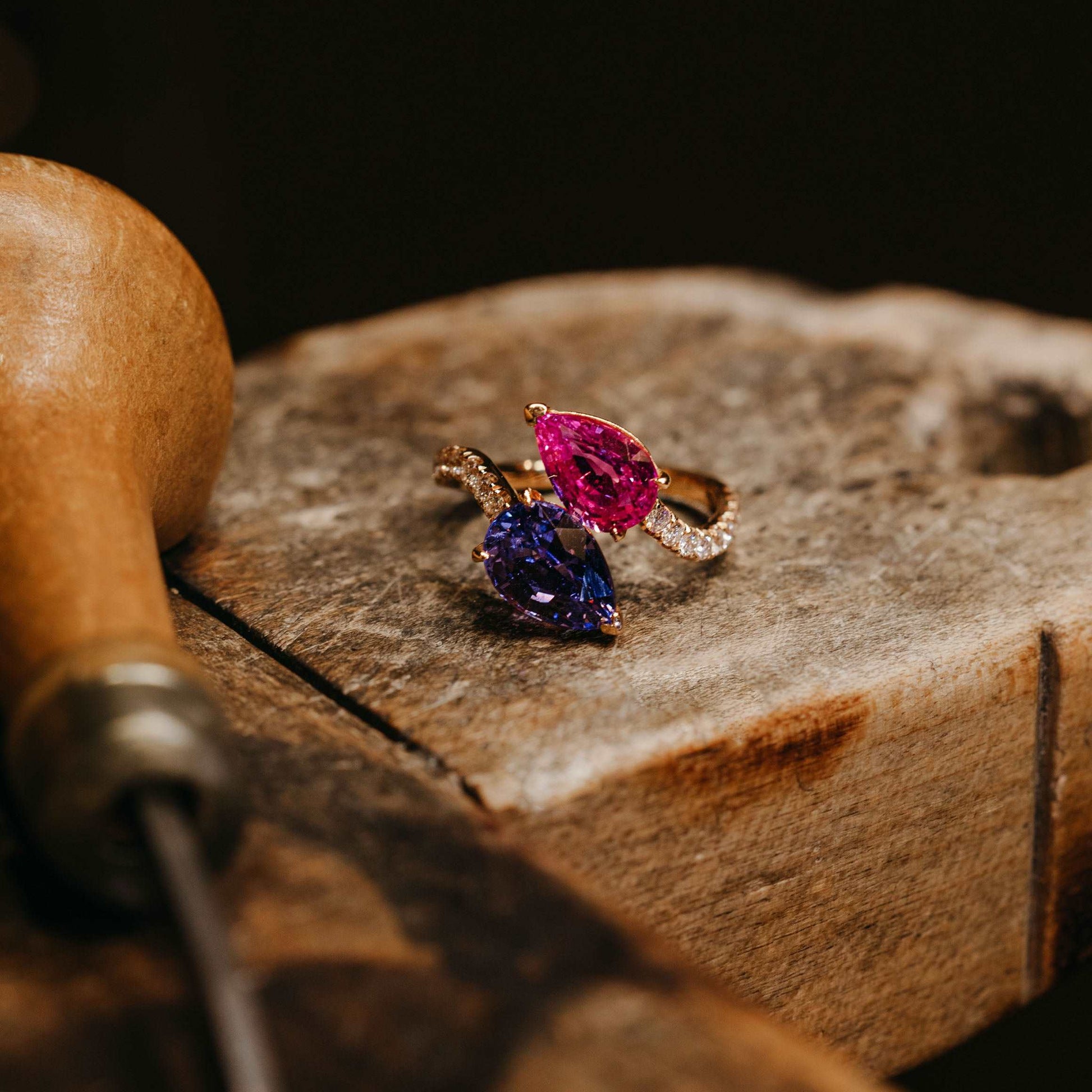 Toi-et-Moi Sapphire Rose Gold Ring