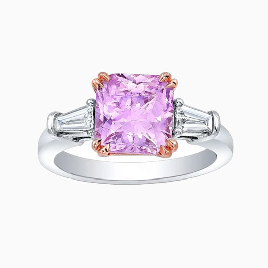 Purple Sapphire and Diamonds White Gold Ring