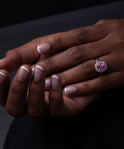 Intense Pink Sapphire & Diamonds Gold Ring