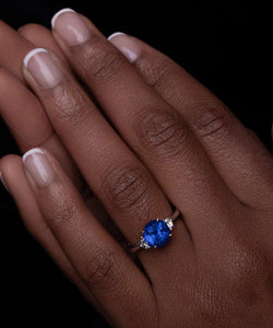 Untreated Sapphire & Diamond Gold Ring