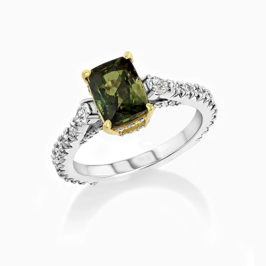 Cushion Alexandrite, Diamonds & Platinum Ring