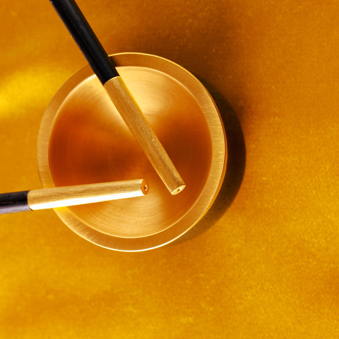 Ebony Wood & Yellow Gold Chopstick Set