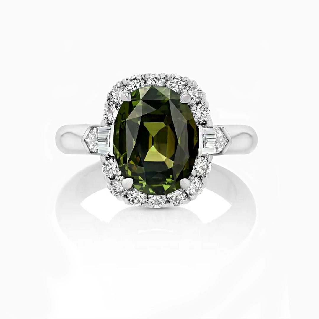 Oval Alexandrite, Diamond & Platinum Ring