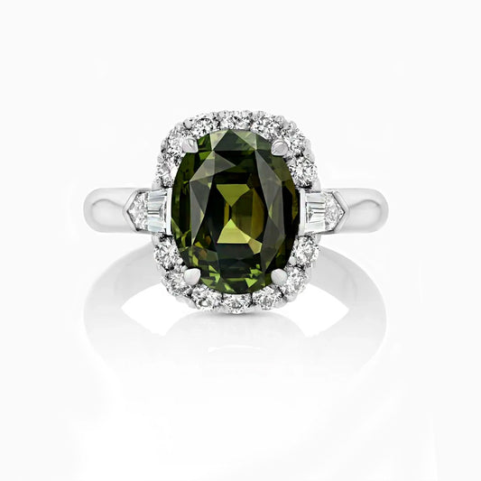 4.26carat Oval Alexandrite, Diamond & Platinum Ring