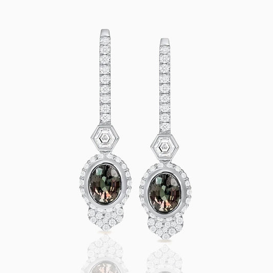 Alexandrite & Diamonds Platinum Earrings