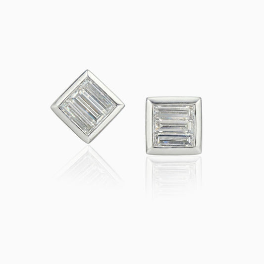 Baguette Diamond Platinum Earrings