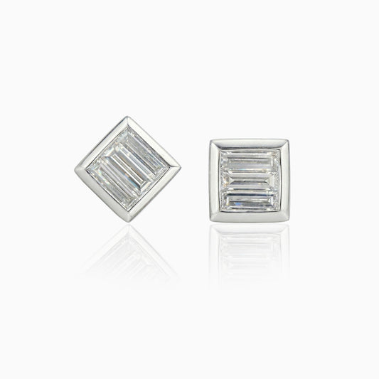 Baguette Diamond Platinum Earrings