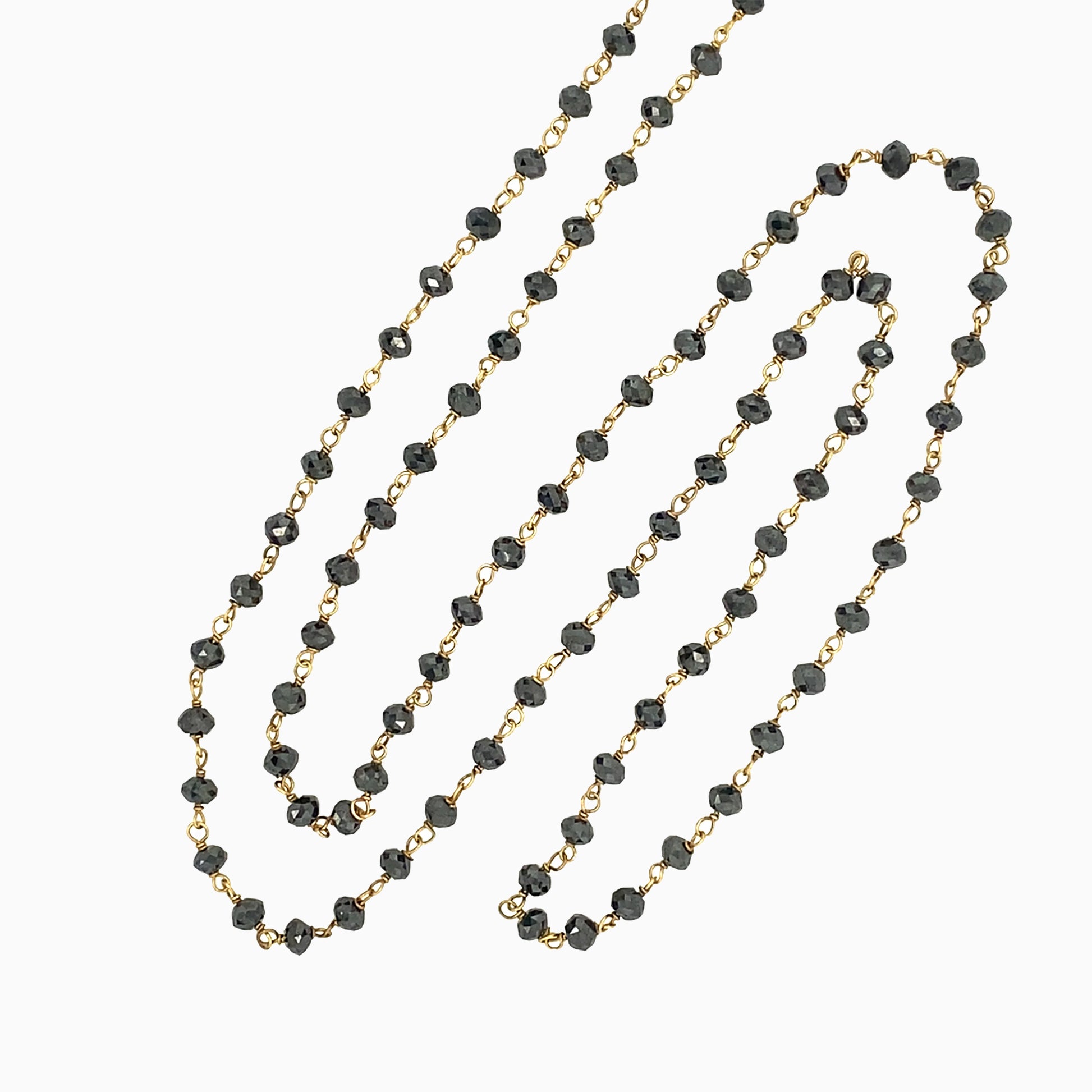 Black Diamond Yellow Gold Necklace on a white background