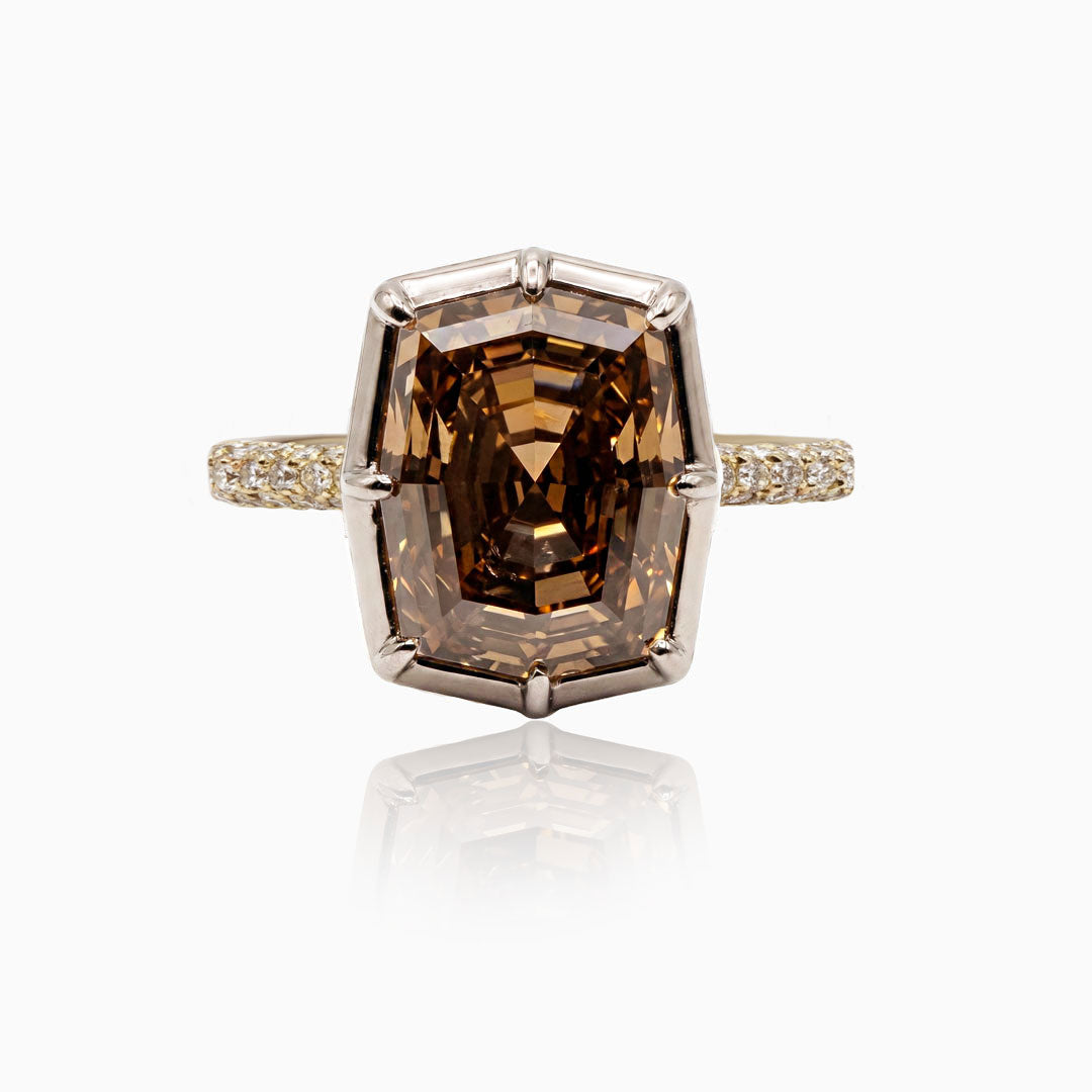 Brown Diamond Platinum & Yellow Gold Ring