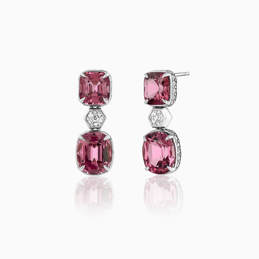 Pink Spinel Diamond Gold Earrings