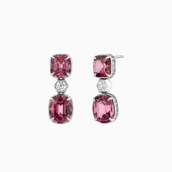 Pink Spinel Diamond Gold Earrings