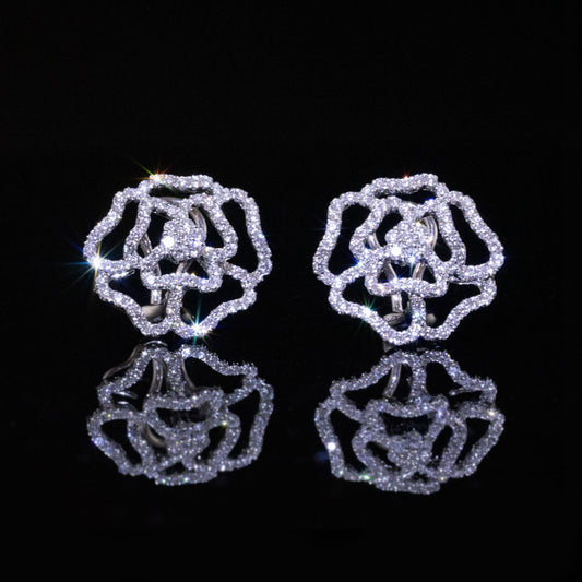Camellia Diamond White Gold Earrings