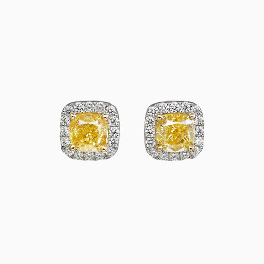 Canary Diamond Stud Earrings on a white background