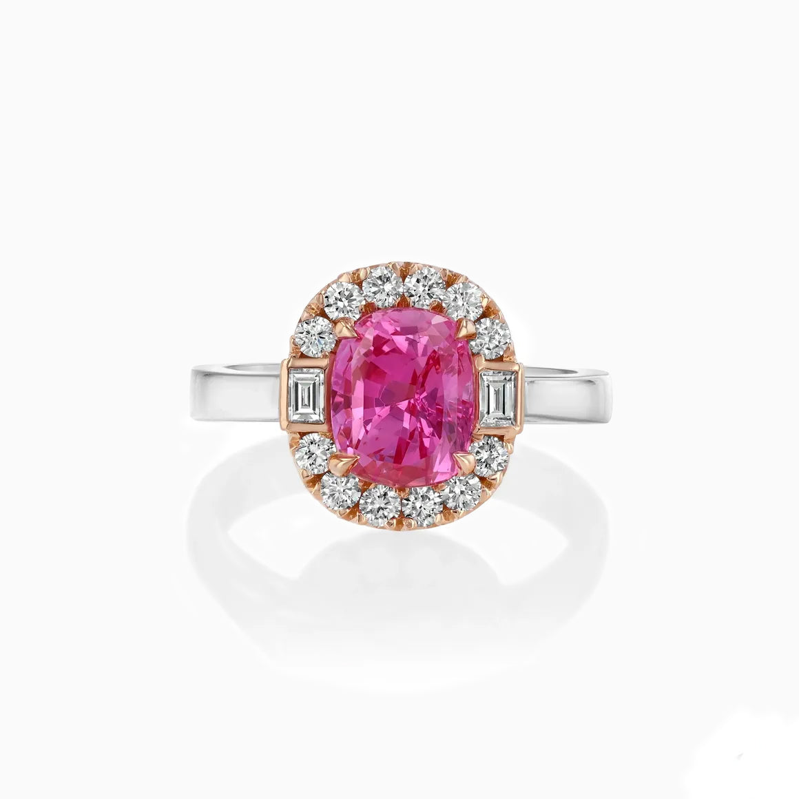 Pink Sapphire & Diamonds Platinum Ring