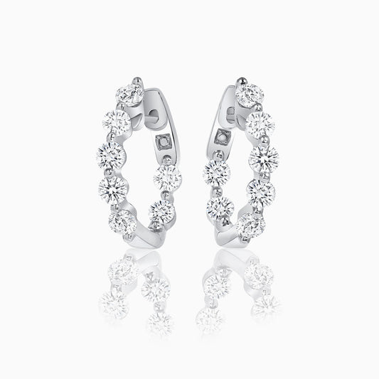 Diamond White Gold Medium Hoop Earrings