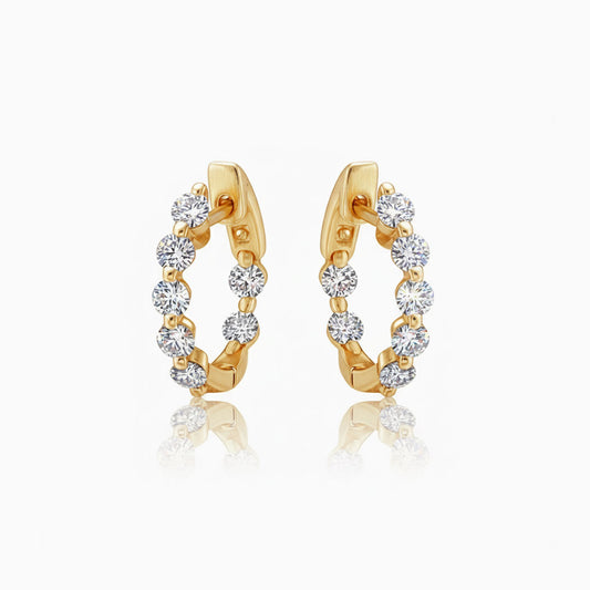 Diamond Yellow Gold Small Hoop Earrings