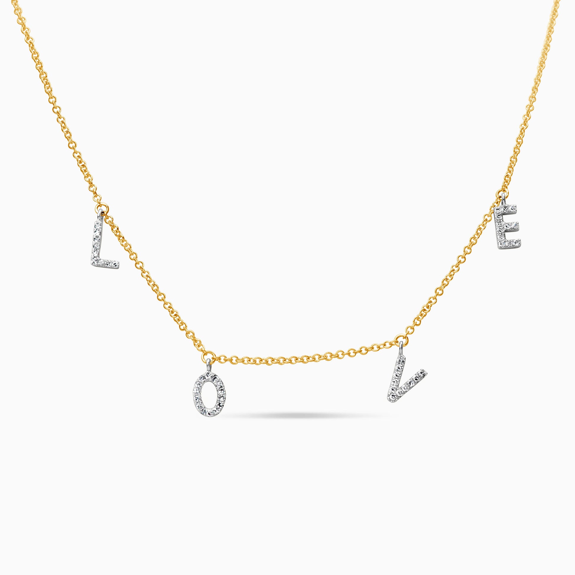 Diamond L.O.V.E. Necklace on a white background