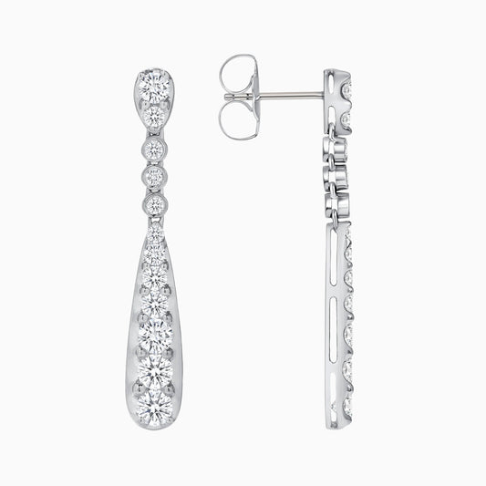 Diamond Platinum Earrings on a white background