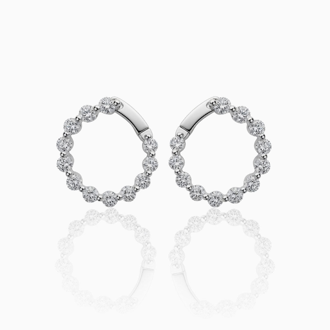 Small Diamond Round Hoop Gold Earrings
