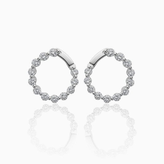 Small Diamond Round Hoop Gold Earrings